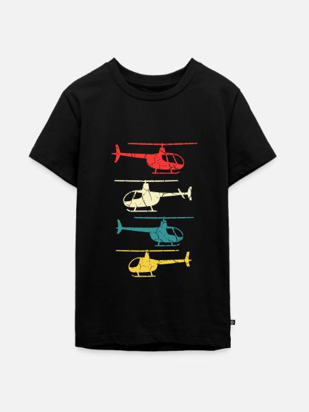 Retro Helikopter - Teenager Premium Bio T-Shirt - Schwarz