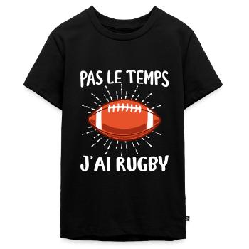 Pas Le Temps J'ai Rugby - T-shirt Premium bio Ado - noir - Devant - AI Model Teenager Male light (155cm)
