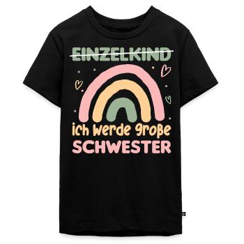 Große Schwester 2026 Regenbogen Süßes Geschwister - Teenager Premium Bio T-Shirt - Schwarz - Vorne - AI Model Teenager Male light (155cm)