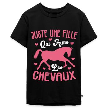 Juste Une Fille Qui Aime Les Chevaux Cadeau - T-shirt Premium bio Ado - noir - Devant - AI Model Teenager Male light (155cm)