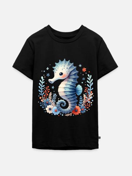 Seepferd Seepferdchen - Teenager Premium Bio T-Shirt - Schwarz