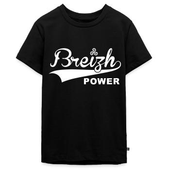 Breizh power v04 - T-shirt Premium bio Ado - noir - Devant - AI Model Teenager Male light (155cm)