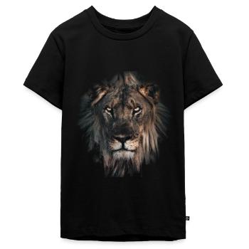 Tiergesicht Löwenkopf Afrika Tiermotiv Kunst Shirt - Teenager Premium Bio T-Shirt - Schwarz - Vorne - AI Model Teenager Male light (155cm)
