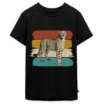 Gepard Wildtier retro - Teenager Premium Bio T-Shirt - Schwarz - Vorne - AI Model Teenager Male light (155cm)