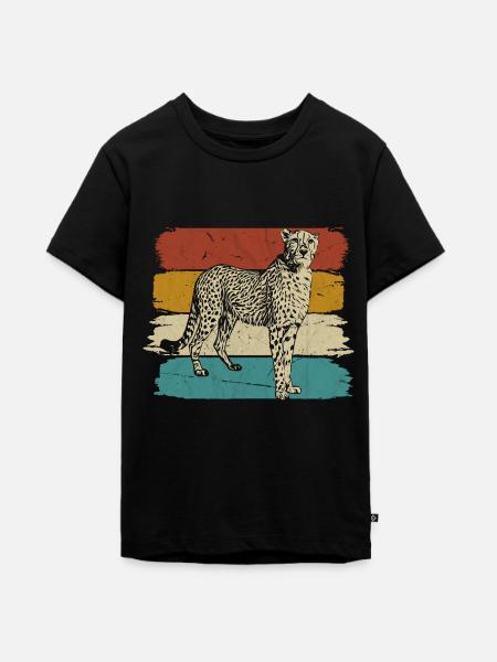 Gepard Wildtier retro - Teenager Premium Bio T-Shirt - Schwarz