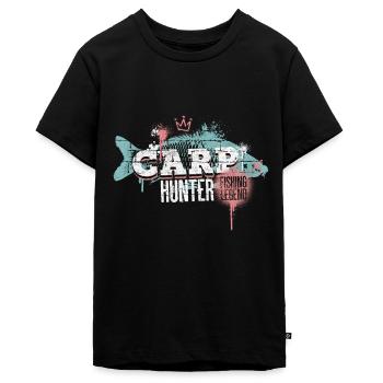 Karpfen Carp Hunter Angeln Angler Fisch Graffiti - Teenager Premium Bio T-Shirt - Schwarz - Vorne - AI Model Teenager Male light (155cm)