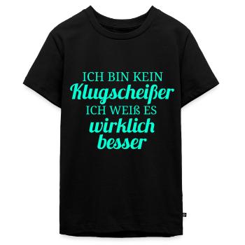 Ich bin kein Klugscheißer - Teenager Premium Bio T-Shirt - Schwarz - Vorne - AI Model Teenager Male light (155cm)