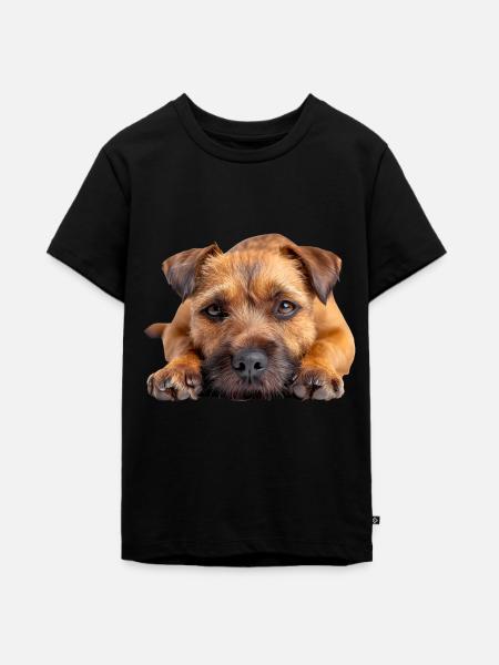 Border Terrier - Teenager Premium Bio T-Shirt - Schwarz