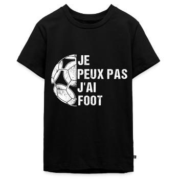 Je peux pas j' ai foot humour football cadeau - T-shirt Premium bio Ado - noir - Devant - AI Model Teenager Male light (155cm)