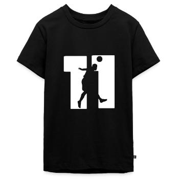 Fussball Spieler Nummer 11 Trikot - Teenager Premium Bio T-Shirt - Schwarz - Vorne - AI Model Teenager Male light (155cm)
