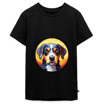 German Boxer Dog Breed Watercolor Illustration - Teenager Premium Organic T-Shirt - black - Front - AI Model Teenager Male light (155cm)