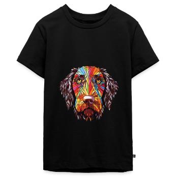 German Wirehaired Pointer Dog Breed Watercolor - Teenager Premium Organic T-Shirt - black - Front - AI Model Teenager Male light (155cm)