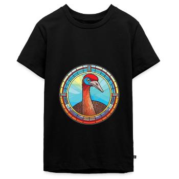 Strauß buntes Aquarell Tier Illustration - Teenager Premium Bio T-Shirt - Schwarz - Vorne - AI Model Teenager Male light (155cm)