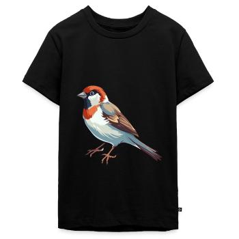 Sparrow Colorful Watercolor Cartoon Kawaii Animal - Teenager Premium Organic T-Shirt - black - Front - AI Model Teenager Male light (155cm)