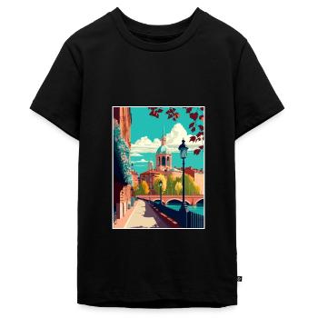 Toulouse Décoration France Vintage Affiche de Voyage - T-shirt Premium bio Ado - noir - Devant - AI Model Teenager Male light (155cm)