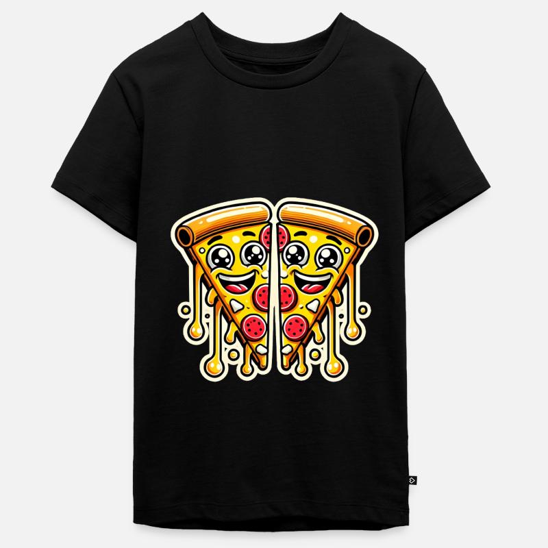 Dormir manger pizza répéter design drôle - T-shirt Premium bio Ado - noir