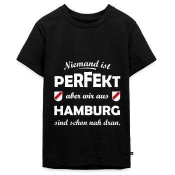 Die Hamburger - Teenager Premium Bio T-Shirt - Schwarz - Vorne - AI Model Teenager Male light (155cm)