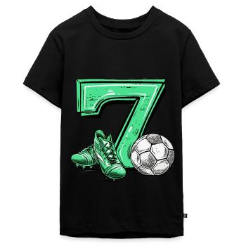 Fussball 7 Jahre - Teenager Premium Bio T-Shirt - Schwarz - Vorne - AI Model Teenager Male light (155cm)
