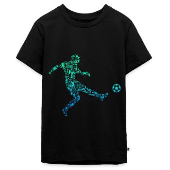 Soccer Calligram Soccer Ball Football Lover - Teenager Premium Bio T-Shirt - Schwarz - Vorne - AI Model Teenager Male light (155cm)