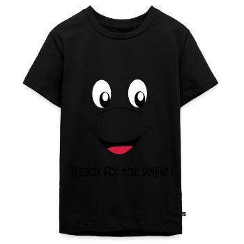 Ready for the selfie - Teenager Premium Organic T-Shirt - black - Front - AI Model Teenager Male light (155cm)