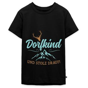 Dorfkind Berge Natur Heimat Geschenk - Teenager Premium Bio T-Shirt - Schwarz - Vorne - AI Model Teenager Male light (155cm)