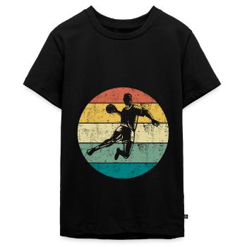 Handball Kreisläufer Sprungwurf Retro Vintage - Teenager Premium Bio T-Shirt - Schwarz - Vorne - AI Model Teenager Male light (155cm)
