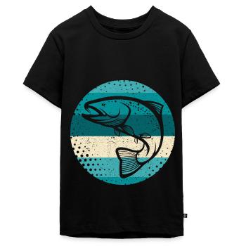 Forelle Angler Angeln Fischer Fischen - Teenager Premium Bio T-Shirt - Schwarz - Vorne - AI Model Teenager Male light (155cm)