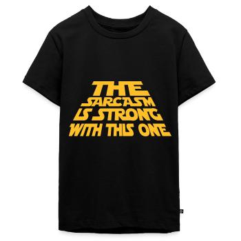 The Sarcasm is strong with this one - Sarkasmus - Teenager Premium Organic T-Shirt - black - Front - AI Model Teenager Male light (155cm)