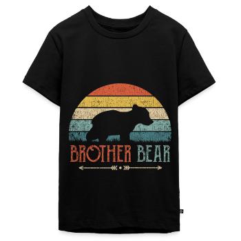 Bruder Bär Geschwister Geschenk Junge Jungs - Teenager Premium Bio T-Shirt - Schwarz - Vorne - AI Model Teenager Male light (155cm)