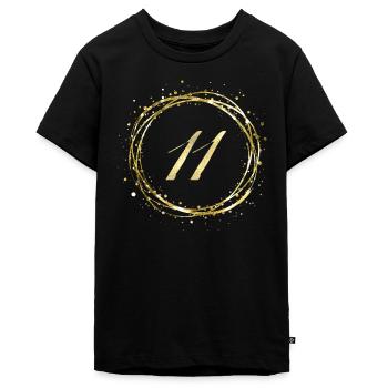 11 - Teenager Premium Bio T-Shirt - Schwarz - Vorne - AI Model Teenager Male light (155cm)
