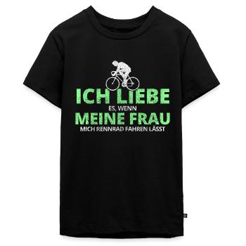 Fahrrad Rennrad Opa Papa Frau Lustig Rennradfahren - Teenager Premium Bio T-Shirt - Schwarz - Vorne - AI Model Teenager Male light (155cm)