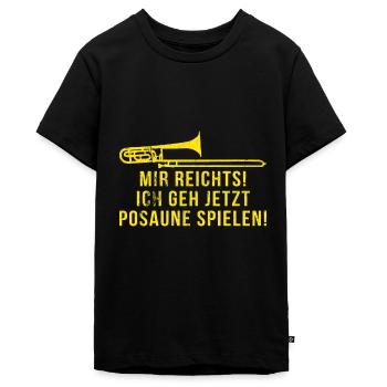 Es reicht ich geh Posaune spielen - Teenager Premium Bio T-Shirt - Schwarz - Vorne - AI Model Teenager Male light (155cm)