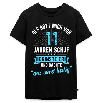 11. Geburtstag als Gott mich vor 11 Jahren schuf - Teenager Premium Bio T-Shirt - Schwarz - Vorne - AI Model Teenager Male light (155cm)