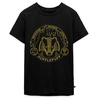 Harry Potter Hufflepuff Gold - Teenager Premium Bio T-Shirt - Schwarz - Vorne - AI Model Teenager Male light (155cm)