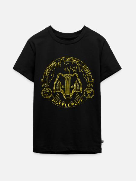 Harry Potter Hufflepuff Gold - Teenager Premium Bio T-Shirt - Schwarz