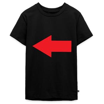 Pfeil links Richtung Geschenkidee - Teenager Premium Bio T-Shirt - Schwarz - Vorne - AI Model Teenager Male light (155cm)