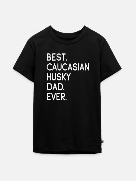 Caucasian Husky Dad - Teenager Premium Bio T-Shirt - Schwarz