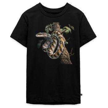 Python im Baum: Ein majestätisches Tier - Teenager Premium Bio T-Shirt - Schwarz - Vorne - AI Model Teenager Male light (155cm)