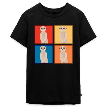 Erdmännchen Tiere Tier - Teenager Premium Bio T-Shirt - Schwarz - Vorne - AI Model Teenager Male light (155cm)
