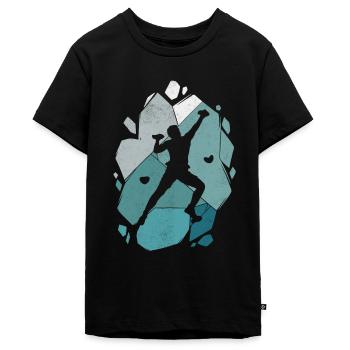Klettern Bouldern Bergsteiger Kletterer Boulder - Teenager Premium Bio T-Shirt - Schwarz - Vorne - AI Model Teenager Male light (155cm)