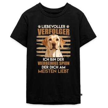 Labrador LIEBEVOLLER VERFOLGER Labrador - Teenager Premium Bio T-Shirt - Schwarz - Vorne - AI Model Teenager Male light (155cm)