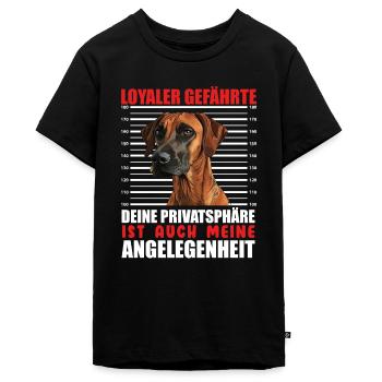 Rhodesian Ridgeback LOYALER GEFÄHRTE Lustiges - Teenager Premium Bio T-Shirt - Schwarz - Vorne - AI Model Teenager Male light (155cm)