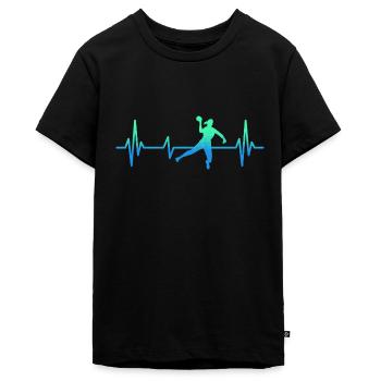 Handballerin Herzschlag Handball Handballspielerin - Teenager Premium Bio T-Shirt - Schwarz - Vorne - AI Model Teenager Male light (155cm)