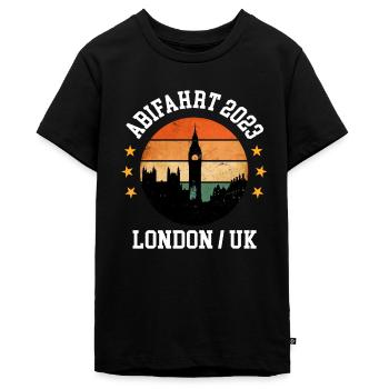 London Abifahrt 2023 Abireise Klassenreise Abitur - Teenager Premium Bio T-Shirt - Schwarz - Vorne - AI Model Teenager Male light (155cm)