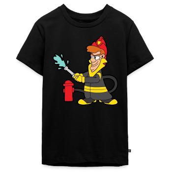 Feuerwehrmann Feuerwehr Feuer Brand Hydrant 112 - Teenager Premium Bio T-Shirt - Schwarz - Vorne - AI Model Teenager Male light (155cm)
