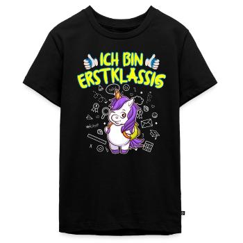 Ich Bin Erstklassig Einschulung Grundschule - Teenager Premium Bio T-Shirt - Schwarz - Vorne - AI Model Teenager Male light (155cm)