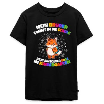 Mein Bruder Schule Boss Im Kindergarten Abschluss - Teenager Premium Bio T-Shirt - Schwarz - Vorne - AI Model Teenager Male light (155cm)