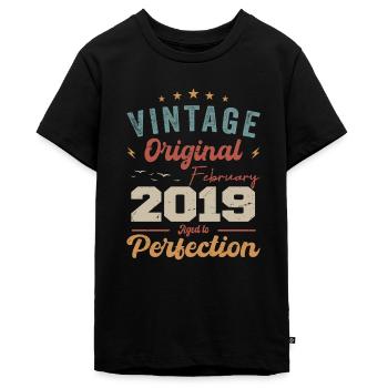 Né en février 2019 millésime 2019 anniversaire - T-shirt Premium bio Ado - noir - Devant - AI Model Teenager Male light (155cm)
