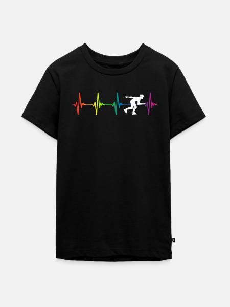 Roller Blade Rainbow Heartbeat - Teenager Premium Bio T-Shirt - Schwarz