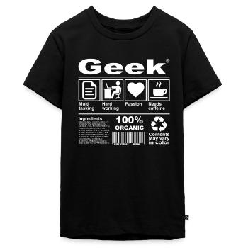 Geek - T-shirt Premium bio Ado - noir - Devant - AI Model Teenager Male light (155cm)